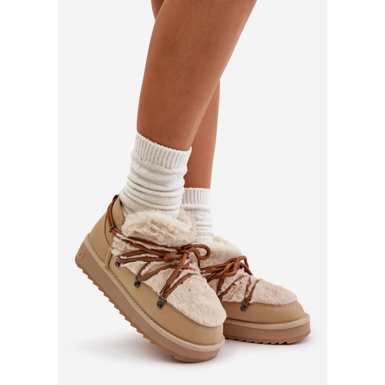 Bottes de neige basses à plateforme avec fourrure D.Franklin DFSH370011 Beige 1