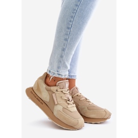 Baskets en cuir pour femmes Big Star OO274564 Hi-Poly System Beige 1