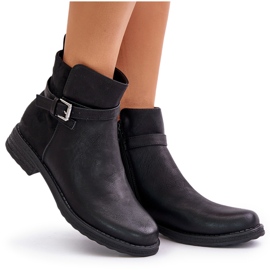 Bottines isolées à talon plat et bride, Noir Sabamessa le noir 9