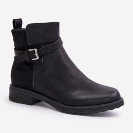 Bottines isolées à talon plat et bride, Noir Sabamessa le noir 7