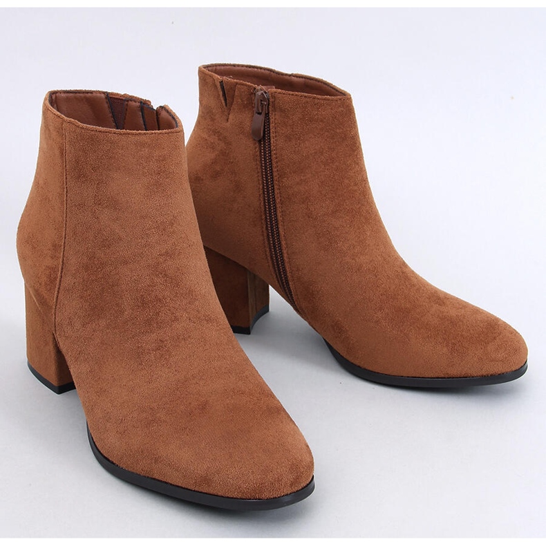 Bottines à talons lisses Marple Camel brun 1
