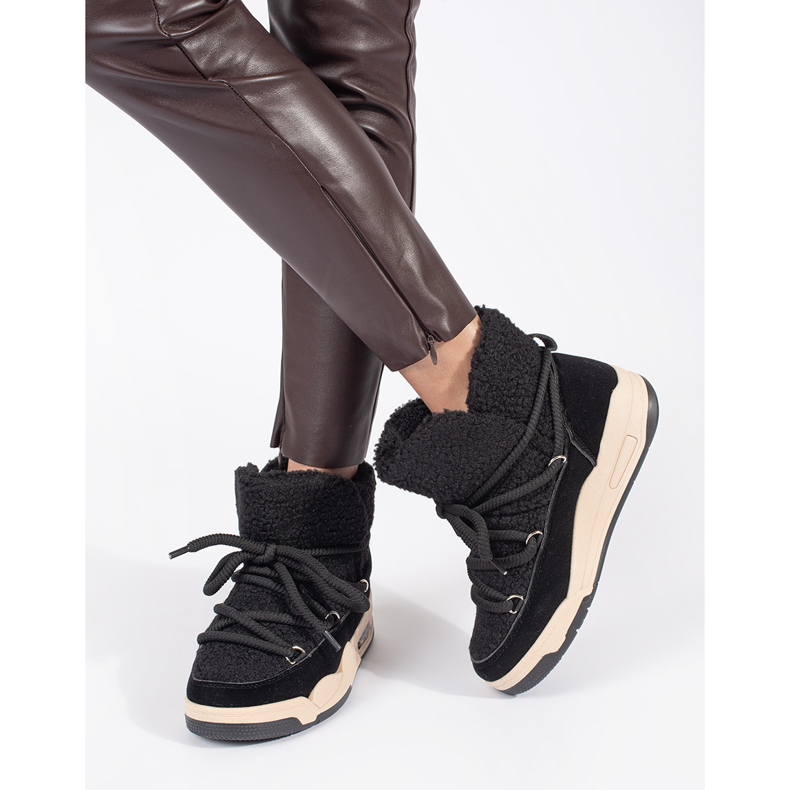 Seastar Bottes de neige noires pour femmes à semelle épaisse 2