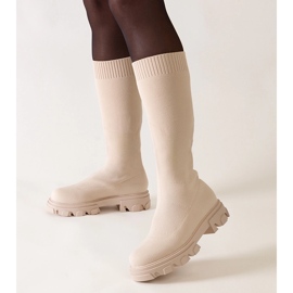 Boots en tissu beige sur la plateforme Nazira 1