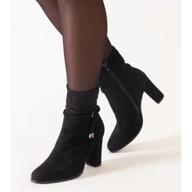 Bottines noires avec lacet décoratif en éco-daim Asfoa le noir 2