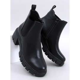 Ledeck Bottines Chelsea en Pu Noir à talons larges 1