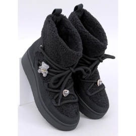 Remati Bottes de neige noires avec peau de mouton 1