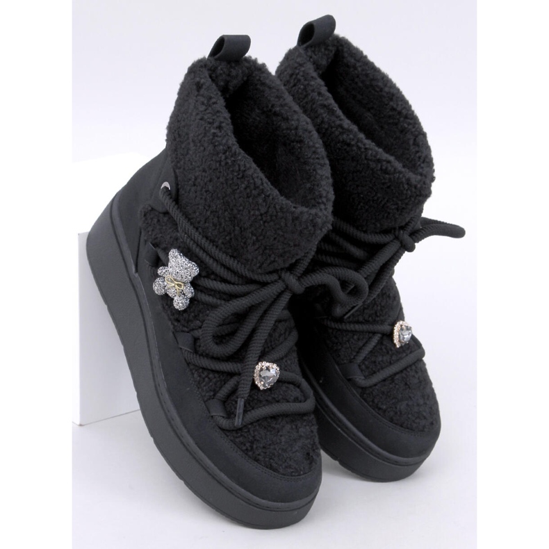 Remati Bottes de neige noires avec peau de mouton 1