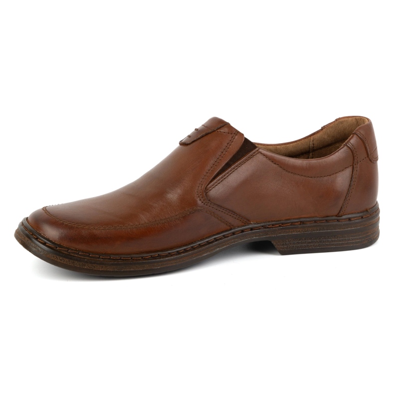 KOMODO Chaussures pour hommes en cuir naturel slip-on 854K marron brun 1