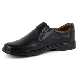 KOMODO Chaussures pour hommes en cuir naturel slip-on 854K, noir 1