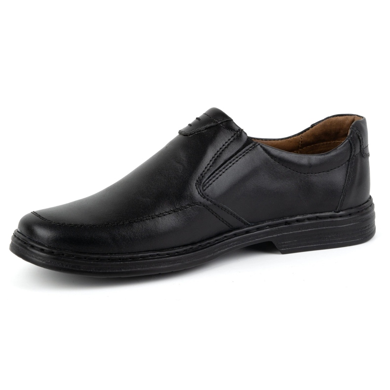KOMODO Chaussures pour hommes en cuir naturel slip-on 854K, noir 1
