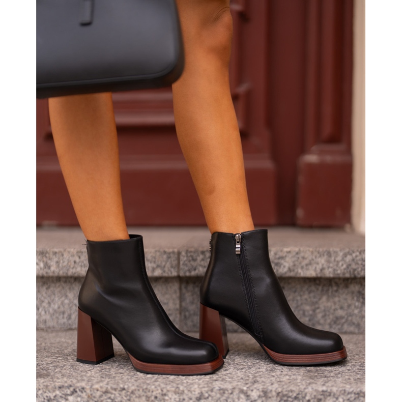 S.Barski Bottes en cuir pour femmes à talons hauts isolées D&amp;A JC42-37 Noir 2