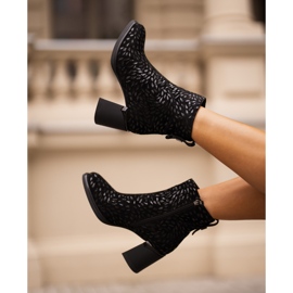 S.Barski Bottines en daim avec gaufrage décoratif D&amp;A CR42-192 Noir 1