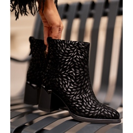 S.Barski Bottines en daim avec gaufrage décoratif D&amp;A CR42-192 Noir le noir 8
