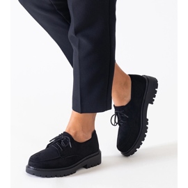 Chaussures à lacets décontractées noires en éco-daim par Eduardana le noir 2