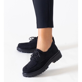 Chaussures à lacets décontractées noires en éco-daim par Eduardana 1