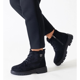 Bottes de travail en éco-daim noir sur la plateforme Leonora le noir 2