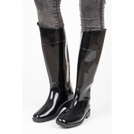 Bottes en caoutchouc laqué le noir 4