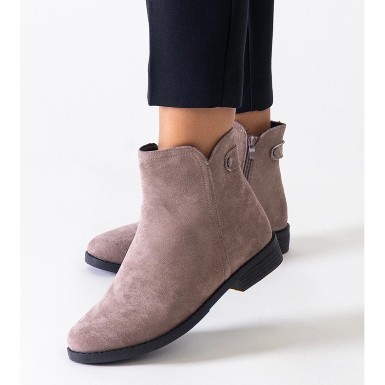 Bottines classiques marron en éco-daim Pereia brun 1