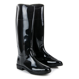 Bottes en caoutchouc laqué le noir 3