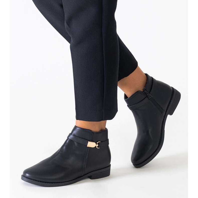 Bottines noires avec empiècements en éco-cuir Casetra dorés le noir 1