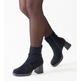 Bottines noires à bout carré, éco-daim Rumaila le noir 2