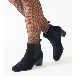 Bottines noires à talons hauts avec empiècements élastiques en éco-daim Nadisa le noir 1