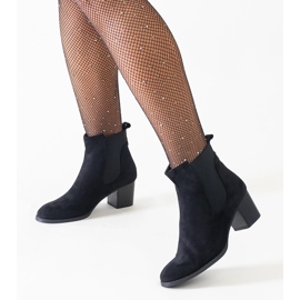 Bottines noires à talons hauts avec empiècements élastiques en éco-daim Nadisa le noir 2
