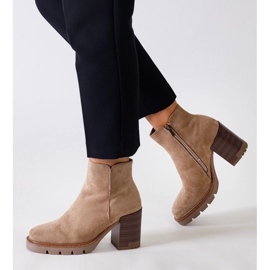 Bottines beiges à motif bois, éco-daim Hamida 2