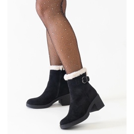 Bottines noires ornées de fourrure en éco-daim Amtula le noir 2