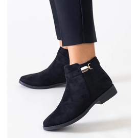 Bottines noires avec empiècements en éco-daim Casetra dorés le noir 1