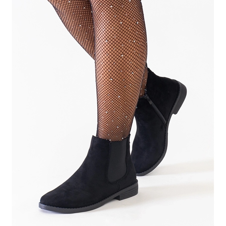 Bottines classiques noires avec empiècement élastique, éco-daim Maiza le noir 1