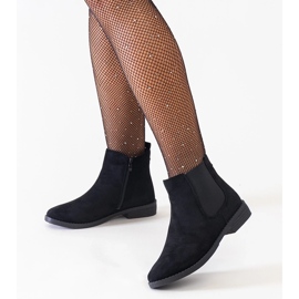 Bottines classiques noires avec empiècement élastique, éco-daim Maiza le noir 2