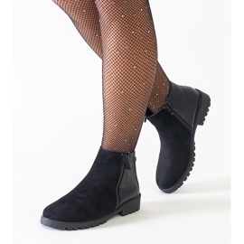 Bottines noires à motif crocodile, éco-daim Mifsada le noir 2