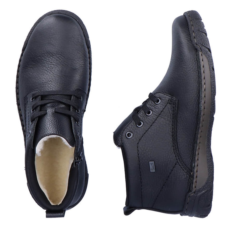 Bottines imperméables en cuir, chaussures isolées pour hommes, noir Rieker B0347-00 le noir 2