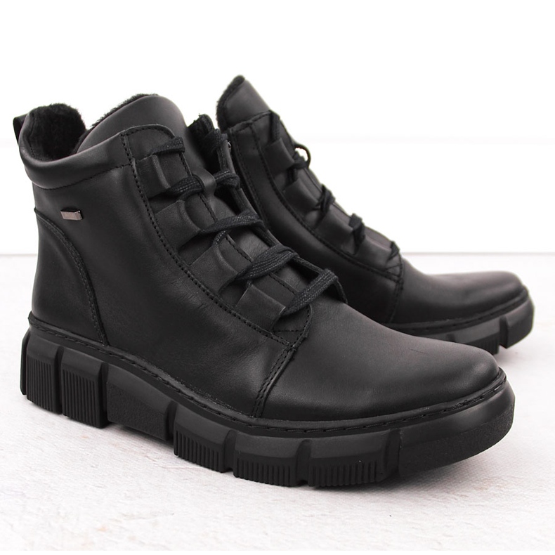 Bottines en cuir confortables et isolées pour femme, noires Helios 523 le noir 1