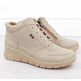 Bottines compensées en cuir pour femmes confortables ekri Helios 543 beige 2