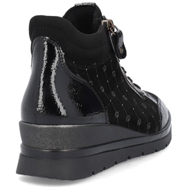 Rieker Bottines femme en cuir griffé et verni Remonte R0773-04 noir 2