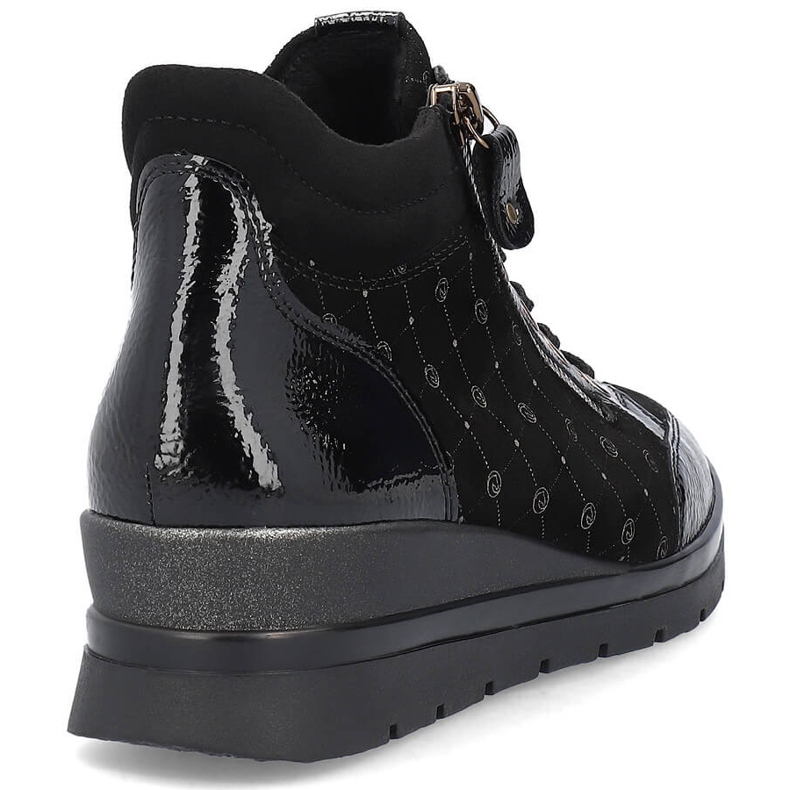 Rieker Bottines femme en cuir griffé et verni Remonte R0773-04 le noir 2