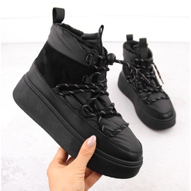 Bottes de neige pour femmes sur la plateforme, noires Potocki 72302 le noir 1