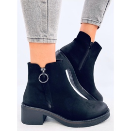 Levere Bottines à talons bas en nubuck noir le noir 4