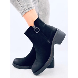 Levere Bottines à talons bas en nubuck noir le noir 3