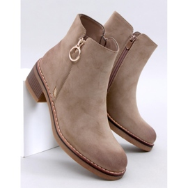 Bottines à talons bas en nubuck Levere Kaki beige 1