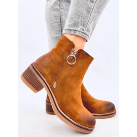 Bottines à petit talon en nubuck Levere Camel brun 2