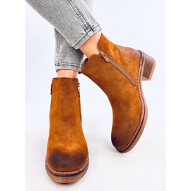 Bottines à petit talon en nubuck Levere Camel brun 4