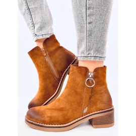 Bottines à petit talon en nubuck Levere Camel brun 3