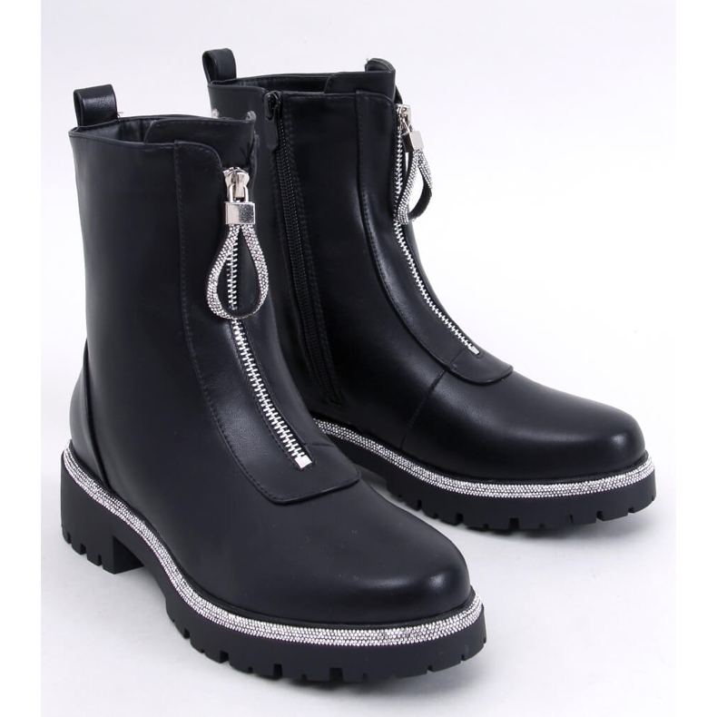 Teah Bottines noires avec zircons cubiques 1