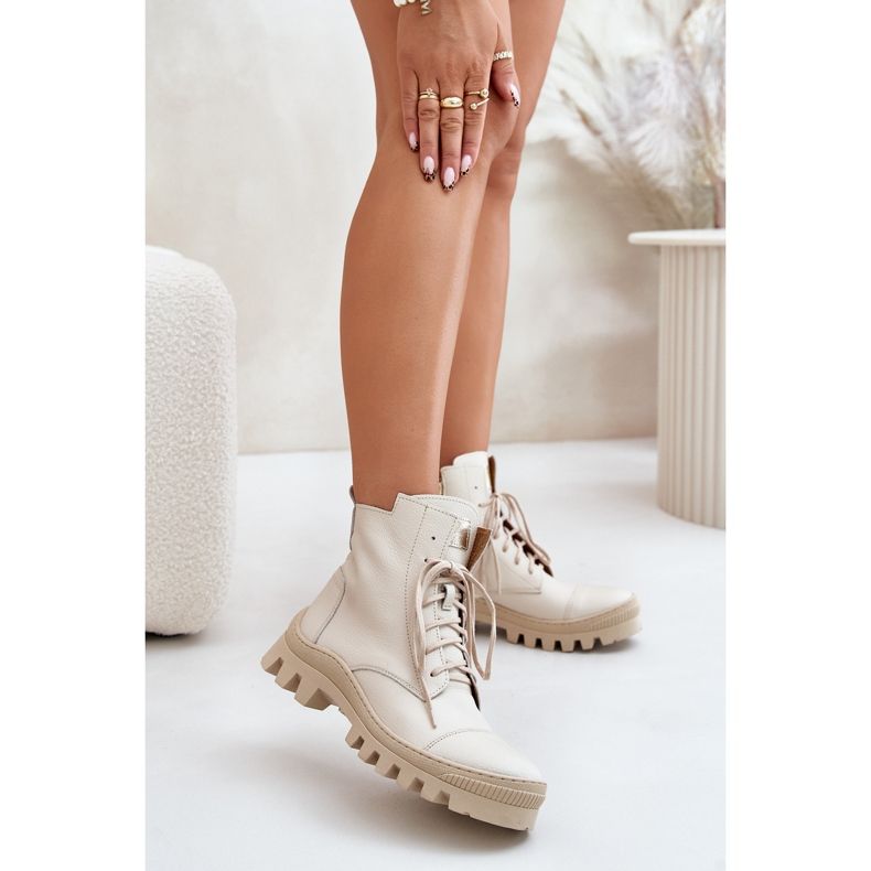 Zazoo 2831 Bottes pour Femme en Cuir Naturel, Beige Clair 2