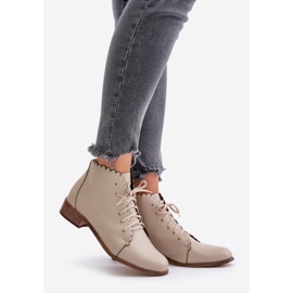Zazoo 2964 Bottines plates en cuir beige 1