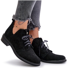 Zazoo 2959 Chaussures Oxfords à Lacets en Daim à Talons Plats Noir le noir 10