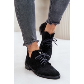 Zazoo 2959 Chaussures Oxfords à Lacets en Daim à Talons Plats Noir le noir 3